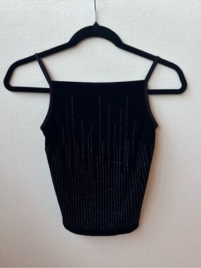 Velvet Y2K Black Embellished Cami Tank Top